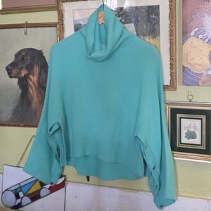Max & Moi Paris Merino & Cashmere Mint Green Turtleneck Sweater Snaps XS/ S